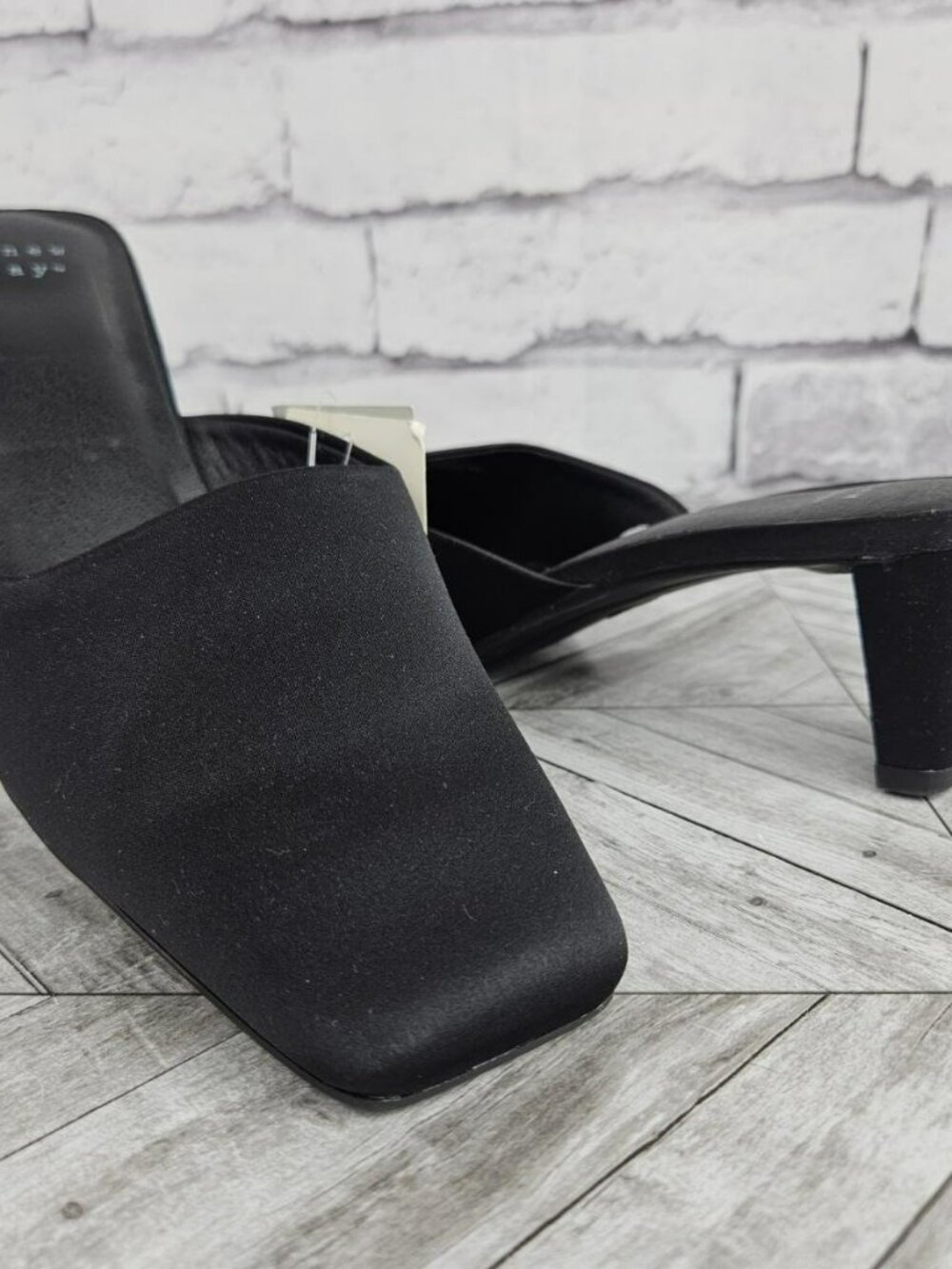 Black Square Toe Heeled Mules Womens 8 Chunky Heel Shoes A New Day Jessica NWT